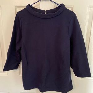 Navy Button Up Back Shirt